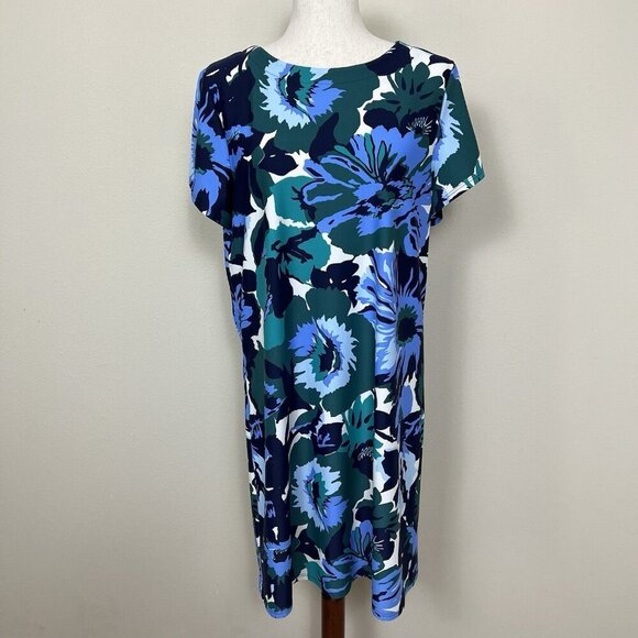 Jude Connally Ella Dress Size Large Jude Cloth Floral Nylon Stretch Short Sleeve - Picture 3 of 15